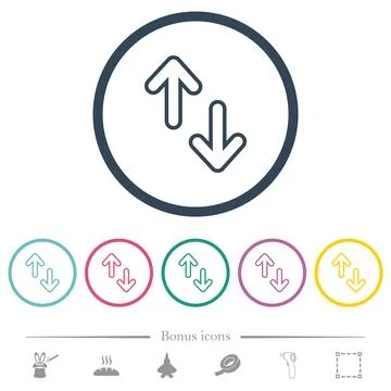 Data transfer outline flat color icons in round outlines Illustrazione stock