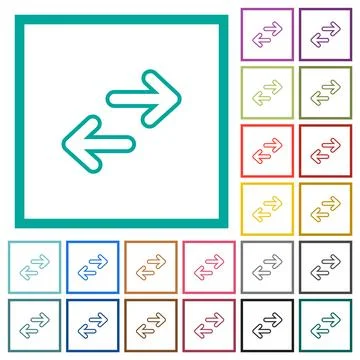 Data transfer outline flat color icons with quadrant frames 스톡 일러스트