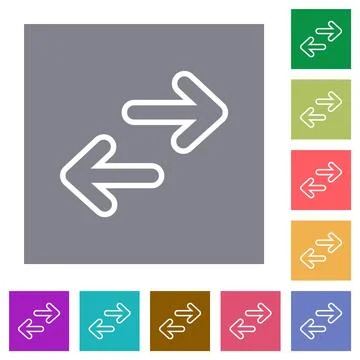 Data transfer outline square flat icons Stock Illustration