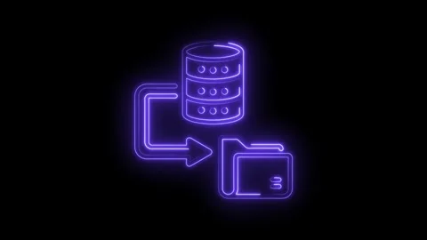 Data transfer process illustrated through neon animation showing database to Stock Footage 330774894