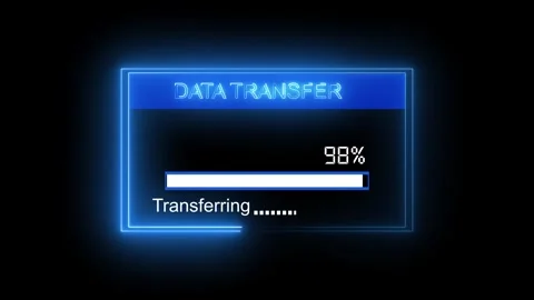 Data transfer progress bar with neon glow. Data transfer bar symbol for hig.. Stock Footage 337816470