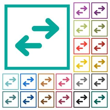 Data transfer solid flat color icons with quadrant frames 스톡 일러스트
