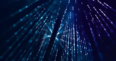 Data transfer at speed with points and lines representing the 5g fiber. Tech, Illustrazione stock