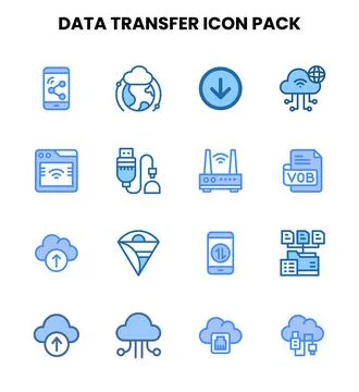 Data Transfer Two Colour Bundle Icons Pack Illustrazione stock