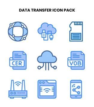 Data Transfer Two Colour Design Icons Pack Stock Illustration