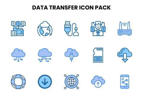 Data Transfer Two Colour Design Icons Pack Stock Illustration