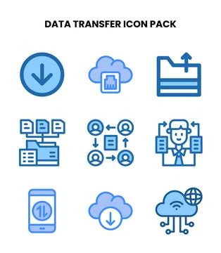 Data Transfer Two Colour Graphics Icons Pack Ilustración de archivo