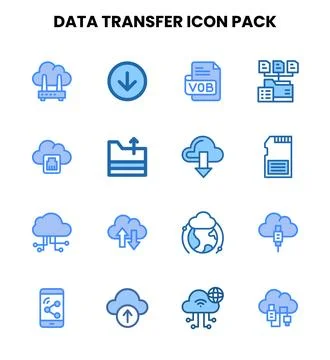 Data Transfer Two Colour Icons Pack Stock Illustration