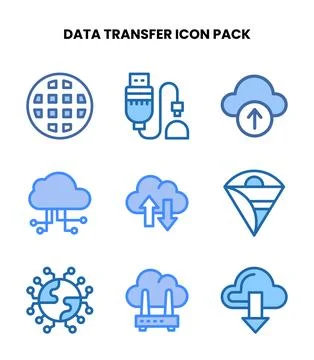 Data Transfer Two Colour Icons Pack Stock Illustration
