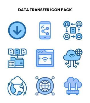 Data Transfer Two Colour Set Icons Pack Illustrazione stock