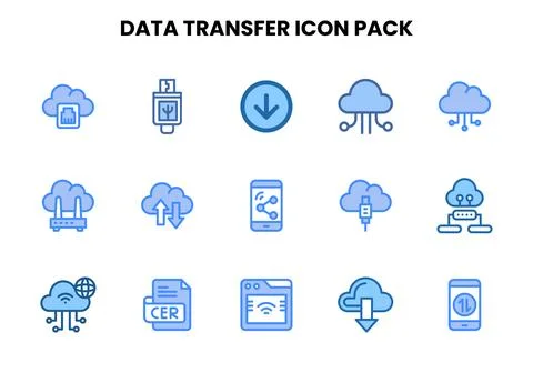 Data Transfer Two Colour UI Icons Pack Illustrazione stock