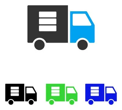 Data Transfer Van Flat Vector Icon Stock Illustration