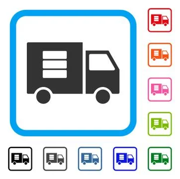 Data Transfer Van Framed Icon Stock Illustration