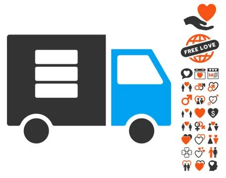 Data Transfer Van Icon with Dating Bonus Stock Illustration
