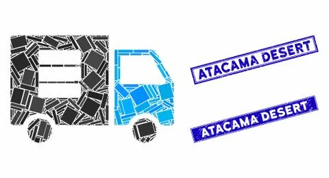 Data Transfer Van Mosaic and Grunge Rectangle Atacama Desert Seals 스톡 일러스트