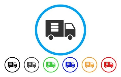 Data Transfer Van Rounded Vector Icon Stock Illustration