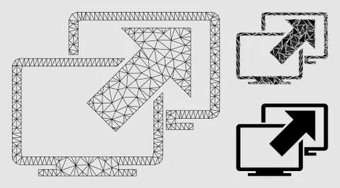 Data Transfer Vector Mesh Network Model and Triangle Mosaic Icon 스톡 일러스트