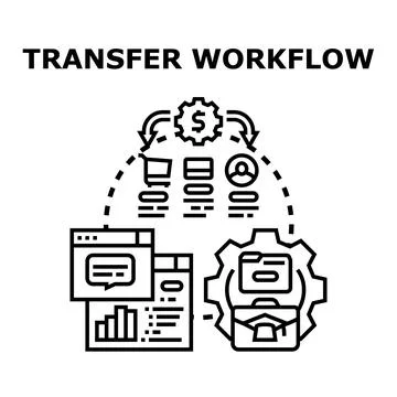 Data transfer workflow process concept creating digital solution イラスト素材