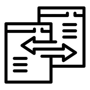 Data transferring between two browser windows using double arrow icon Stock Illustration