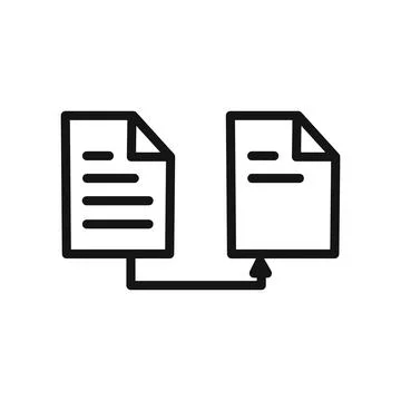 Data transferring icon linear vector graphics sign Illustrazione stock