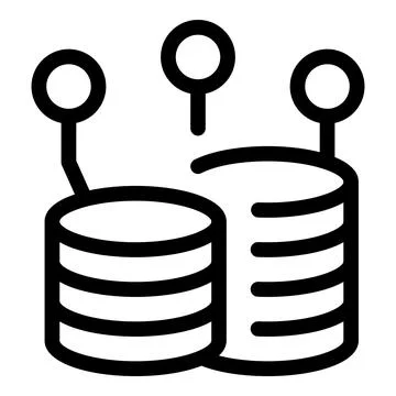 Data transferring from one server to another with location pins icon Illustrazione stock