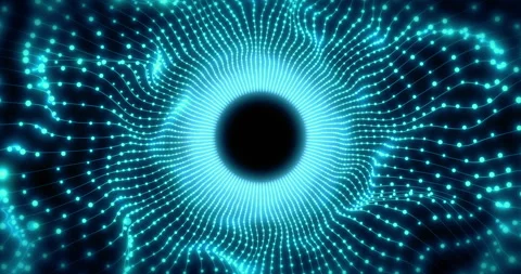 Data Transferring Through Abstract Glowing Energy Blue Particles Vortex Tunnel Stock Footage 304235160