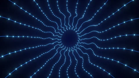 Data Transferring Vortex Tunnel, Abstract Glowing Energy Blue Particles Stock-Footage 337221322