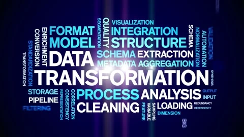 Data Transformation animated word cloud,animation tag kinetic typography loop. Stock Footage 308352649