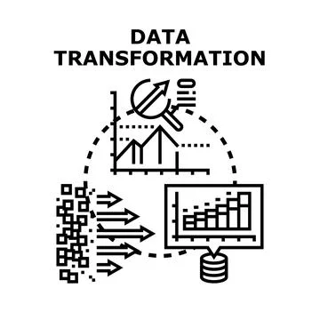 Data transformation process with analysis and storage Illustrazione stock
