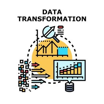 Data transformation process with analysis and storage Stock Illustration