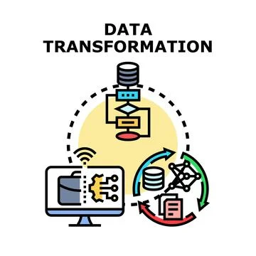 Data transformation process converting information into new format Stock Illustration