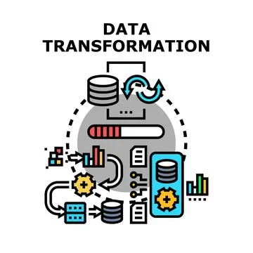 Data transformation process organizing information for analysis Stock Illustration
