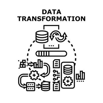 Data transformation process organizing information for analysis Stock Illustration