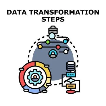Data transformation steps concept developing process Stock Illustration