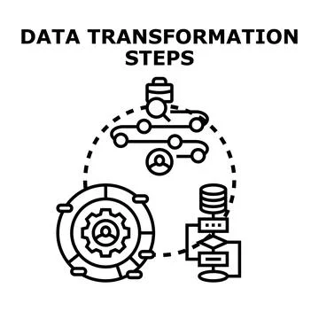 Data transformation steps concept developing process Stock Illustration