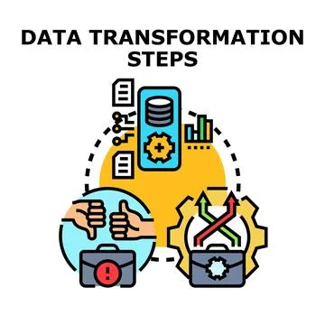 Data transformation steps managing business analytics process Stock Illustration