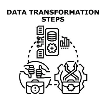 Data transformation steps managing business analytics process Stock Illustration
