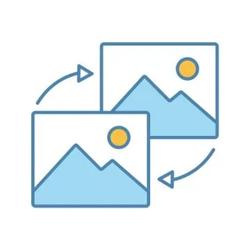 Data transforming color icon Stock Illustration