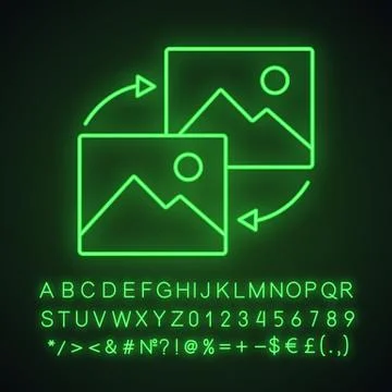 Data transforming neon light icon Stock Illustration