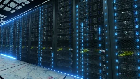 Data transmission between computer room servers Stock Footage 341061904