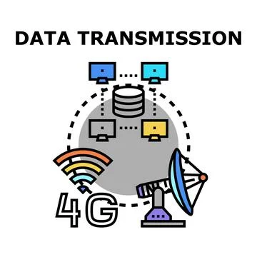 Data transmission concept with global network connection Stock Illustration