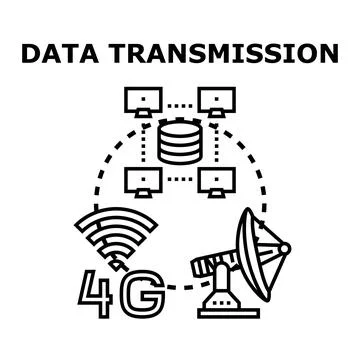 Data transmission concept with global network connection Stock Illustration