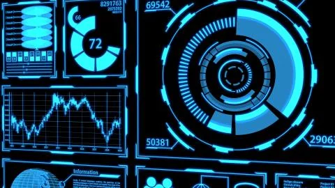 Data Transmission Data Screen with Blue Details Ver.2 of 9 (Different Angle) Stock Illustration