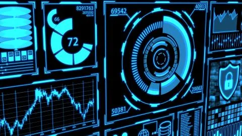 Data Transmission Data Screen with Blue Details Ver.3 of 9 (Different Angle) Stock Illustration