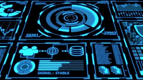 Data Transmission Data Screen with Blue Details Ver.8 of 9 (Different Angle) Illustrazione stock