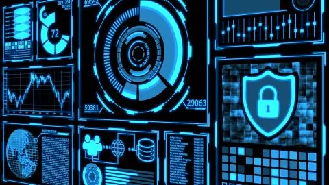 Data Transmission Data Screen with Blue Details Ver.7 of 9 (Different Angle) Illustrazione stock