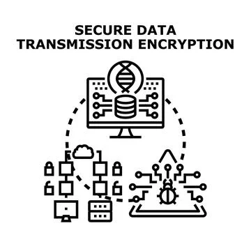 Data transmission encryption security global network concept Stock Illustration