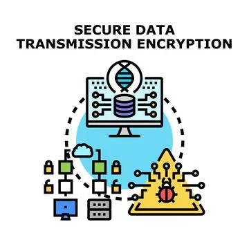 Data transmission encryption security global network concept Stock Illustration