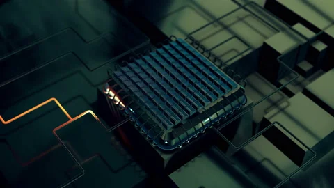 Data transmission futuristic virtual abstract technology CPU on database Stock Footage 132836086