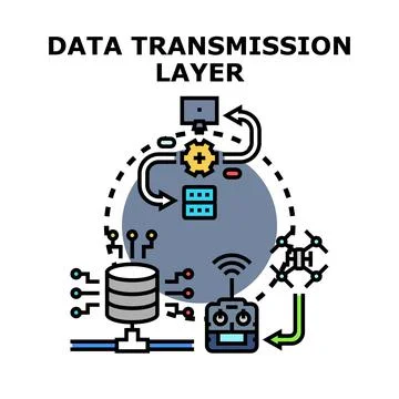 Data transmission layer creating modern network communication system Stock Illustration